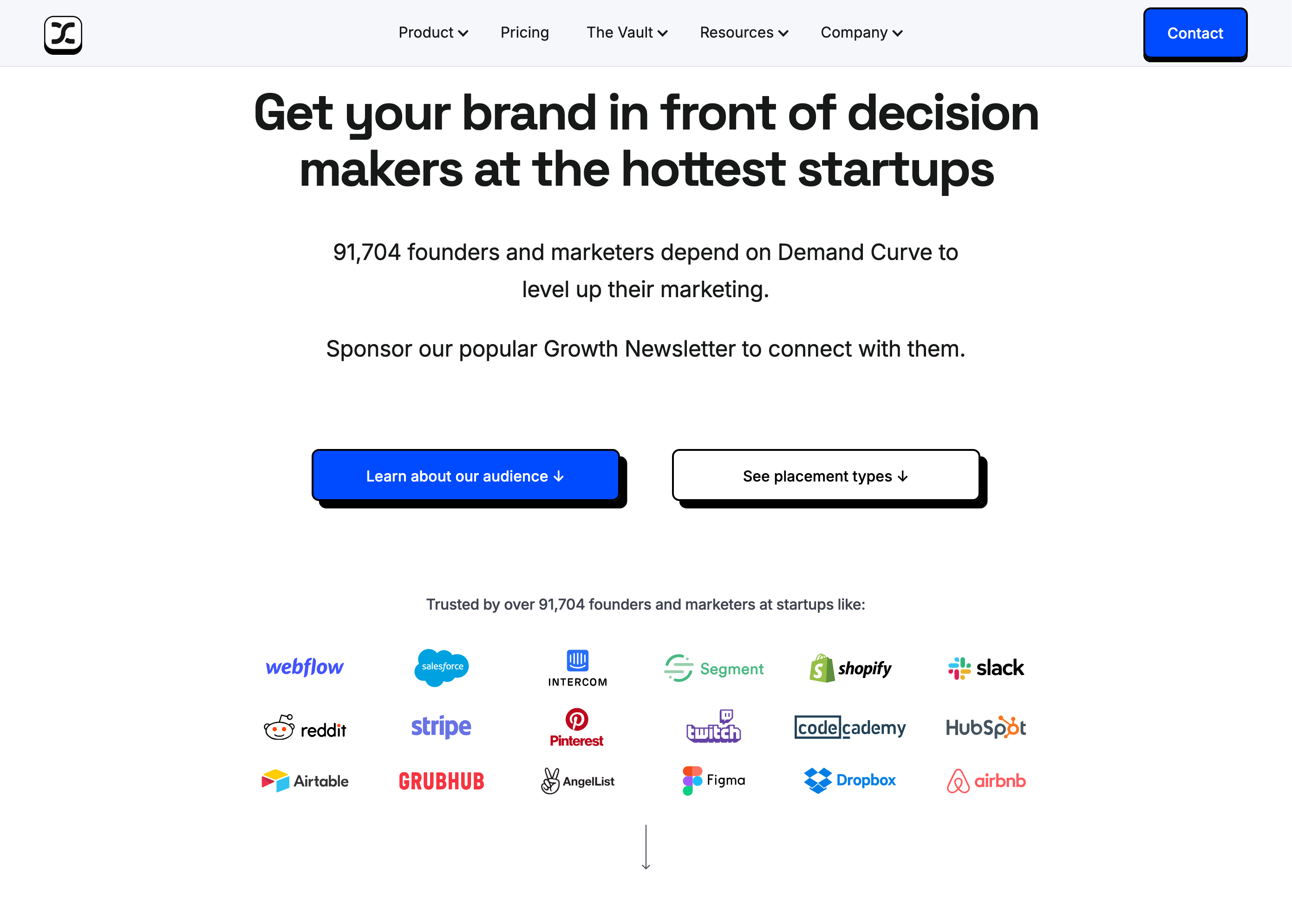 Demand Curve’s logo cloud on their Advertise with Us page